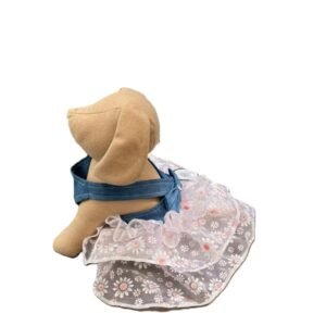 Vestido de tirantes de mezclilla y tul rosa baby margaritas para perro Talla Lomito Mini