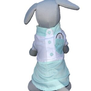 Camisa blanca de algodón con rayas verdes para perro Talla Huesito