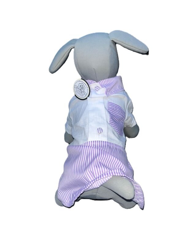 Camisa blanca de algodón y rayas lilas para perro Categoría HUESITO PLUS
