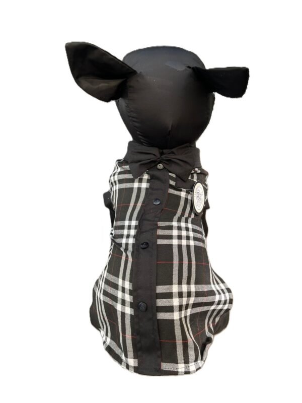 Camisa de algodón con diseño tipo escocés blanco y negro para perro Categoría HUESITO PLUS
