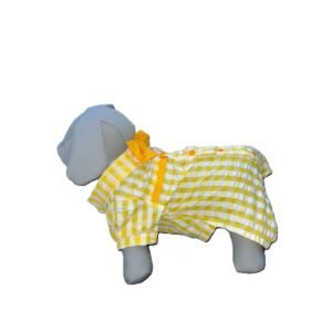 Blusa de cuadros amarillos y blancos para perro talla Alfa