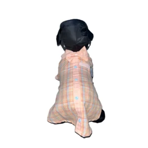 Camisa a cuadros estilo leñador durazno y beige para perro Talla Alfa