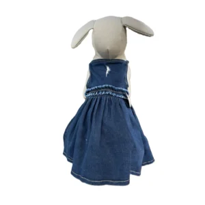 Vestido de mezclilla con tirantes color dark teal para perro Talla Alfa