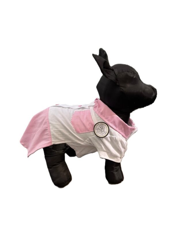 Camisa blanca de algodón y rayas rosas pastel para perro Categoría GRAN ALFA