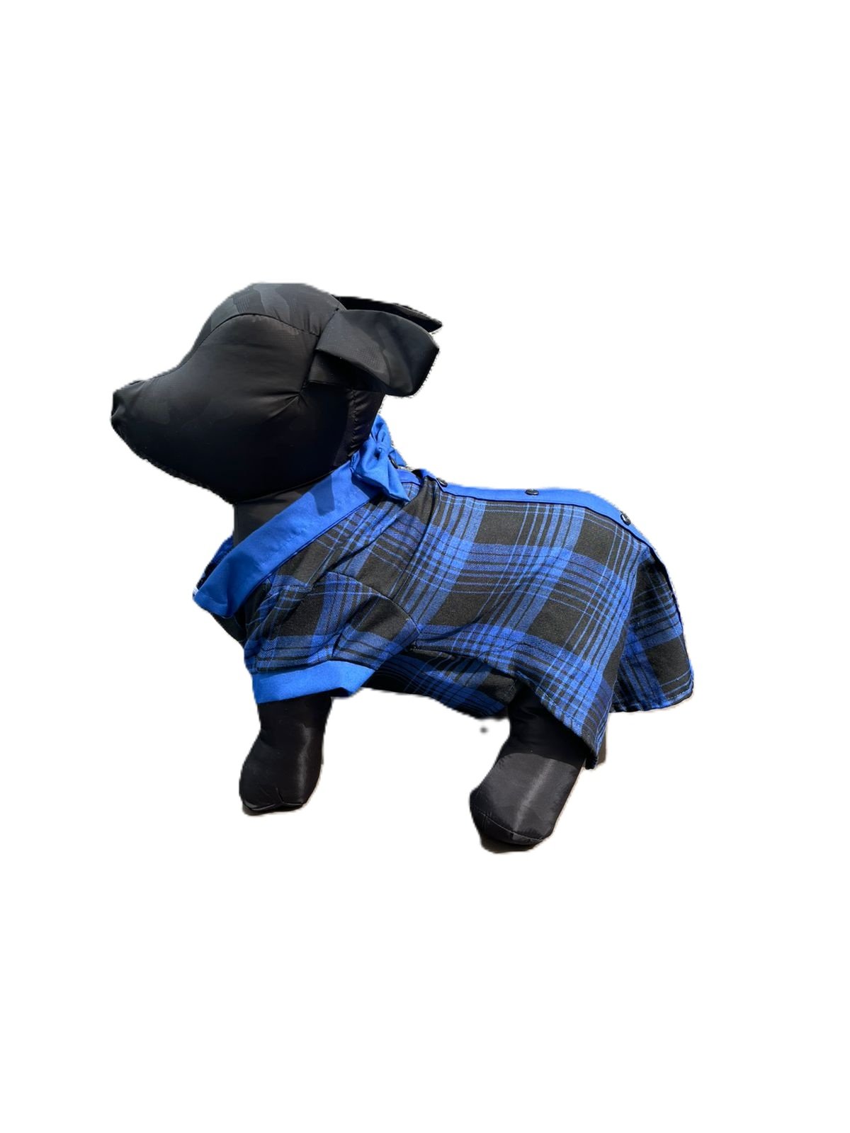 Camisa de algodón con diseño tipo escocés en colores azul rey y negro para perro Categoría GRAN ALFA - Image 2