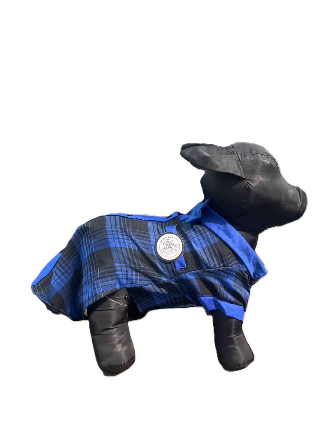 Camisa de algodón con diseño tipo escocés en colores azul rey y negro para perro Categoría GRAN ALFA - Image 3